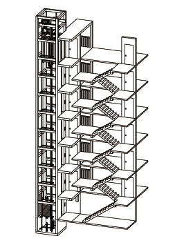 Flat floor entrance, straight platform double cross ear corridor type